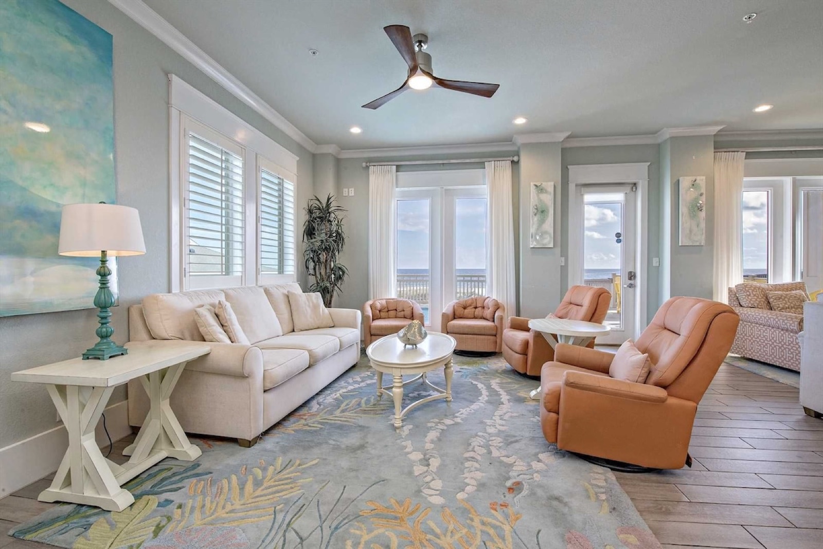 Large living area of a Gulf Shores beach house for 20+ guests